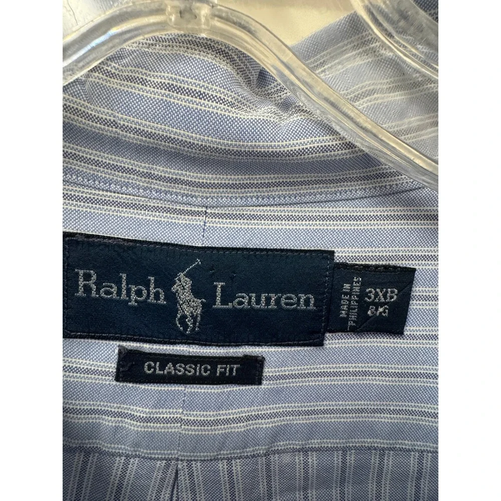 Polo Ralph Lauren Mens 3XB Blue White Striped Oxford Button Down Classic Shirt